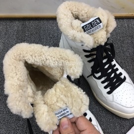 Golden Goose Winter Calf Lamb Wool High Top Casual Shoes For Women Black