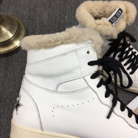 Golden Goose Winter Calf Lamb Wool High Top Casual Shoes For Women Black
