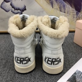 Golden Goose Winter Calf Lamb Wool High Top Casual Shoes For Women Black