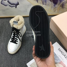 Golden Goose Winter Calf Lamb Wool High Top Casual Shoes For Women Black