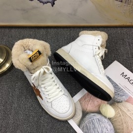 Golden Goose Winter Calf Lamb Wool High Top Casual Shoes For Women Brown