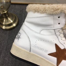 Golden Goose Winter Calf Lamb Wool High Top Casual Shoes For Women Brown