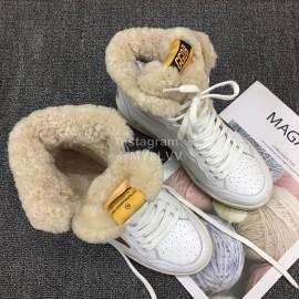 Golden Goose Winter Calf Lamb Wool High Top Casual Shoes For Women Brown
