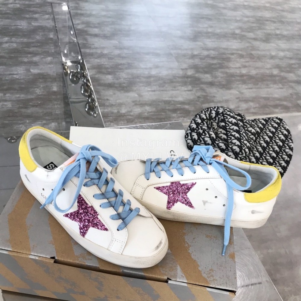 Golden Goose Calf Leather Fashion Casual Shoes For Women Blue