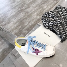 Golden Goose Calf Leather Fashion Casual Shoes For Women Blue