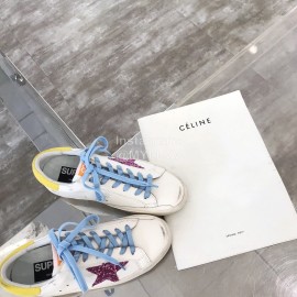 Golden Goose Calf Leather Fashion Casual Shoes For Women Blue