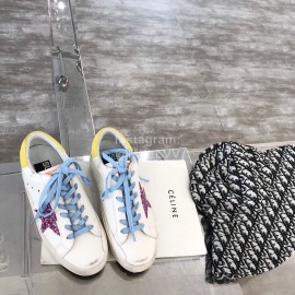 Golden Goose Calf Leather Fashion Casual Shoes For Women Blue