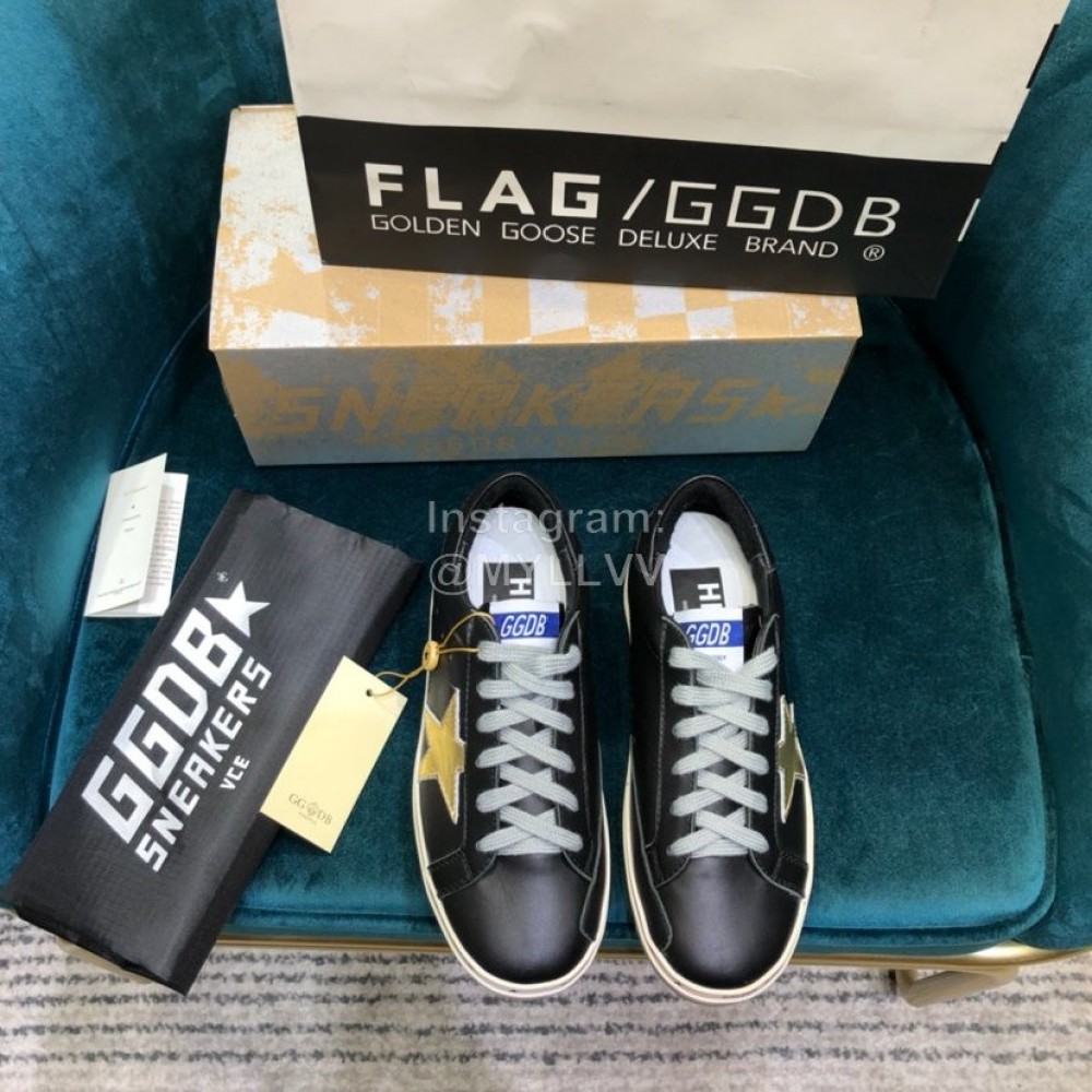 Golden Goose Versatile Calf Leather Fashion Casual Shoes For Men And Women Black