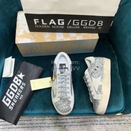 Golden Goose Versatile Calf Leather Fashion Casual Shoes For Men And Women Silver