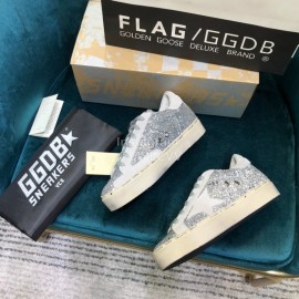 Golden Goose Versatile Calf Leather Fashion Casual Shoes For Men And Women Silver