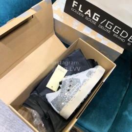 Golden Goose Versatile Calf Leather Fashion Casual Shoes For Men And Women Silver