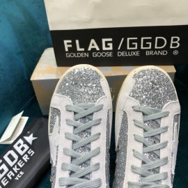 Golden Goose Versatile Calf Leather Fashion Casual Shoes For Men And Women Silver