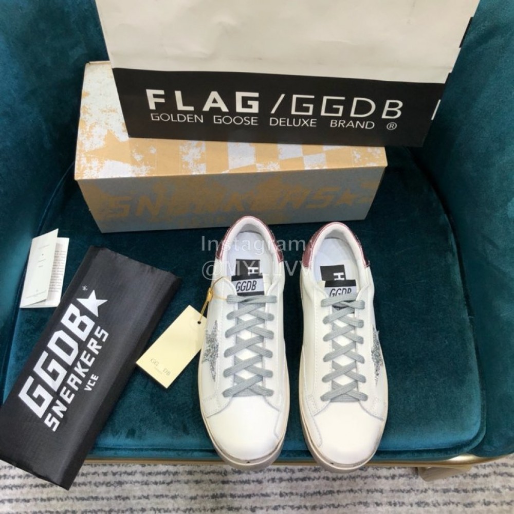 Golden Goose Versatile Calf Leather Fashion Casual Shoes For Men And Women Rose Red