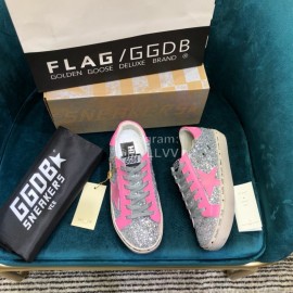 Golden Goose Versatile Rose Red Calf Leather Fashion Casual Shoes For Men And Women 