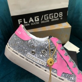 Golden Goose Versatile Rose Red Calf Leather Fashion Casual Shoes For Men And Women 