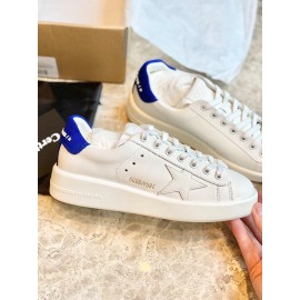 Golden Goose Thick Soled Calf Leather Casual Shoes For Women Blue