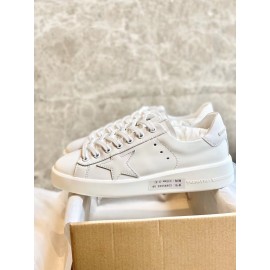 Golden Goose Thick Soled Calf Leather Casual Shoes For Women White
