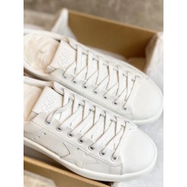 Golden Goose Thick Soled Calf Leather Casual Shoes For Women White