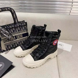 Golden Goose Winter Thick Bottom Lamb Wool Waterproof Boots For Women Black