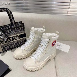 Golden Goose Winter Thick Bottom Lamb Wool Waterproof Boots For Women White