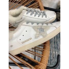 Golden Goose Winter New Lamb Wool Calf Leather Casual Shoes For Women White