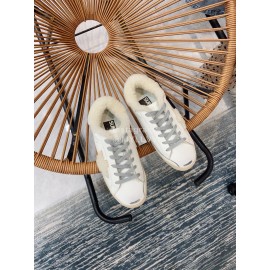 Golden Goose Winter New White Lamb Wool Calf Leather Casual Shoes For Women 