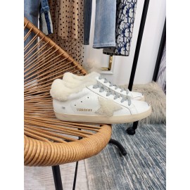 Golden Goose Winter New White Lamb Wool Calf Leather Casual Shoes For Women 