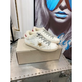 Golden Goose Winter New Lamb Wool Calf Leather Casual Shoes For Women Red