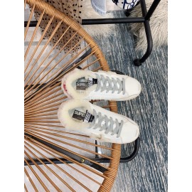 Golden Goose Winter New Lamb Wool Calf Leather Casual Shoes For Women Red