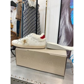 Golden Goose Winter New Lamb Wool Calf Leather Casual Shoes For Women Red