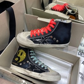 Golden Gse Deluxe Brand Superstar Wool High Top Sneakers For Men And Women Black