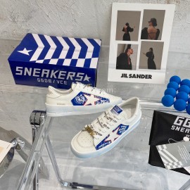 Golden Goose Cowhide Casual Sneakers For Women Blue