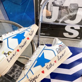 Golden Goose Cowhide Casual Sneakers Blue For Women