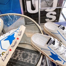 Golden Goose Cowhide Casual Sneakers Blue For Women