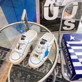 Golden Goose Cowhide Casual Sneakers Blue For Women