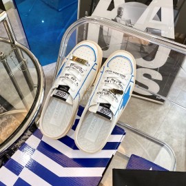 Golden Goose Cowhide Casual Sneakers Blue For Women