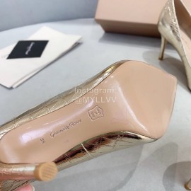 Gianvito Rossi Fashion Embossed Leather Pointed High Heels For Women Gold