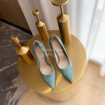 Gianvito Rossi Fashion Sheepskin Pointed High Heels For Women Blue