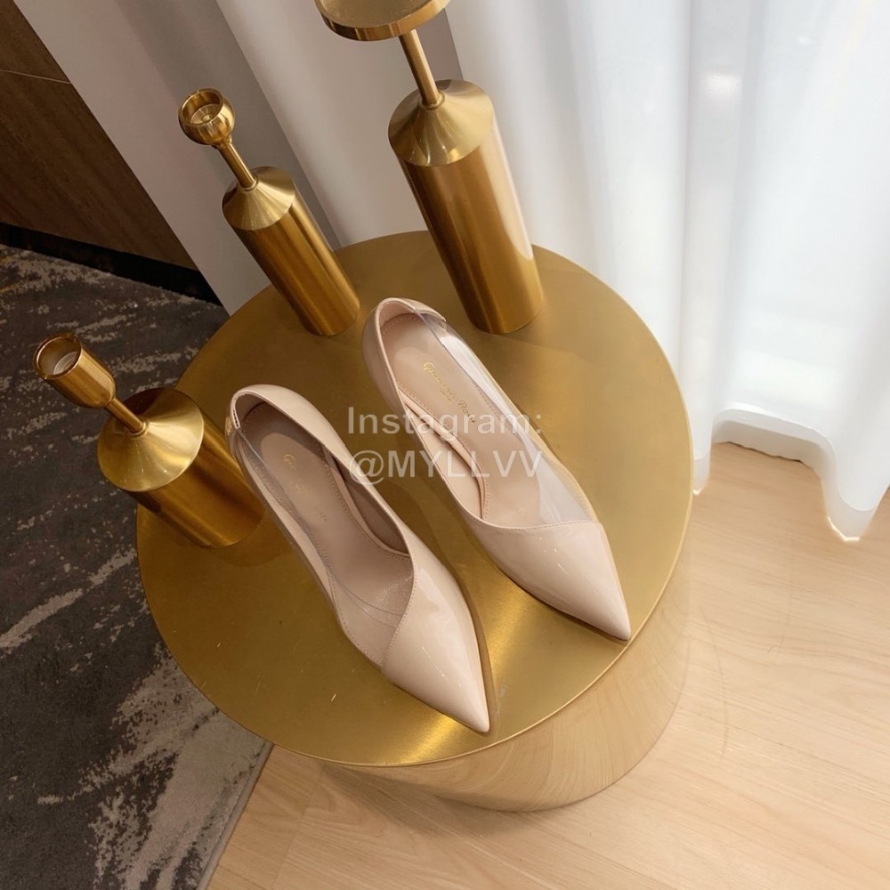 Gianvito Rossi Pvc Patent Leather Pointed High Heels For Women Pink