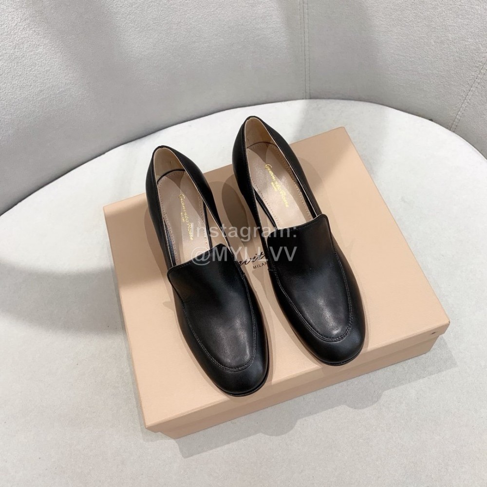 Gianvito Rossi New Gold Button High Heel Leather Shoes For Women Black