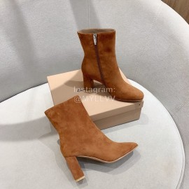 Gianvito Rossi Fashion Brown Sheepskin High Heel Short Boots For Women 