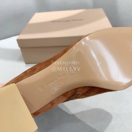 Gianvito Rossi Fashion Brown Sheepskin High Heel Short Boots For Women 