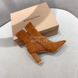 Gianvito Rossi Fashion Brown Sheepskin High Heel Short Boots For Women 