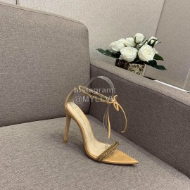 Gianvito Rossi New Pvc Sheepskin Pointed High Heel Sandals For Women Khaki