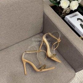 Gianvito Rossi New Pvc Sheepskin Pointed High Heel Sandals For Women Khaki