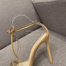 Gianvito Rossi New Pvc Sheepskin Pointed High Heel Sandals For Women Khaki
