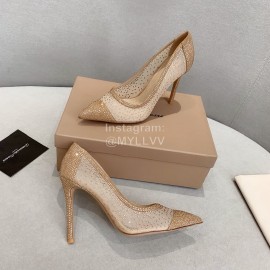 Gianvito Rossi Elegant Diamond Mesh Sheepskin High Heels For Women Khaki