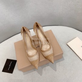 Gianvito Rossi Elegant Diamond Mesh Sheepskin High Heels For Women Khaki