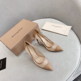 Gianvito Rossi Elegant Diamond Mesh Sheepskin High Heels For Women Khaki