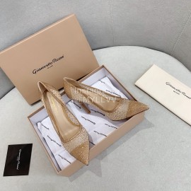 Gianvito Rossi Elegant Diamond Mesh Sheepskin High Heels For Women Khaki